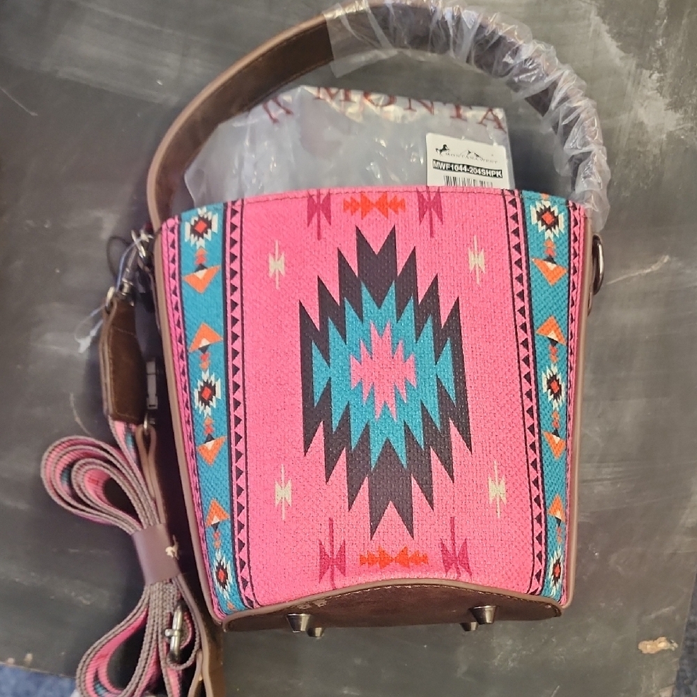 Pink and Brown Patterned Women's Bag